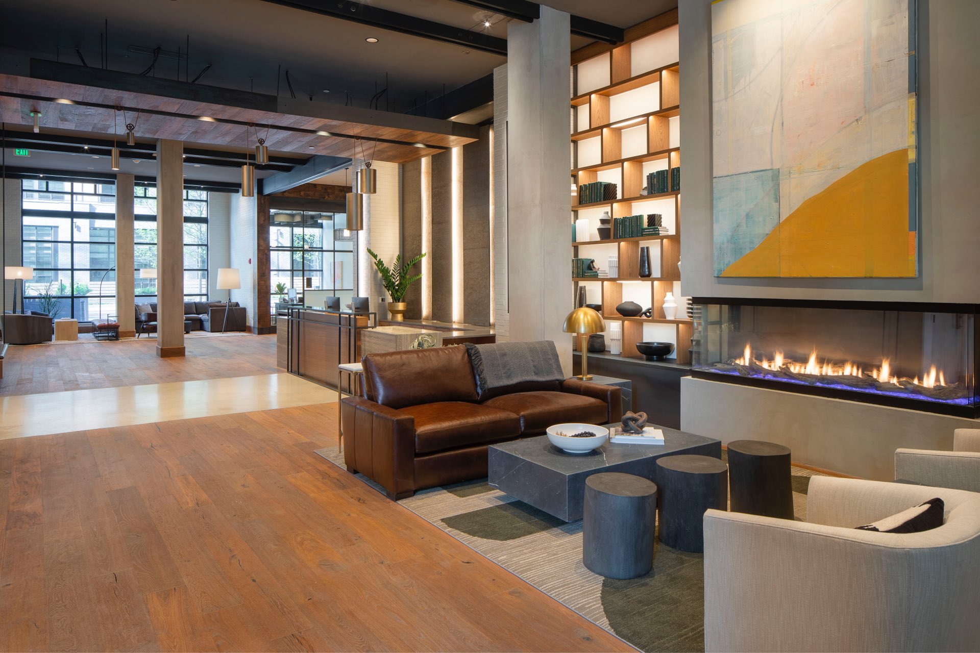 Lounge with fireplace
